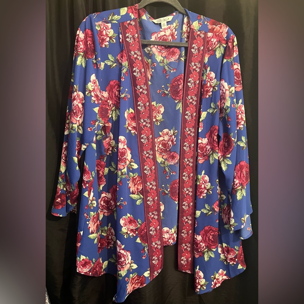 Blue with Roses Kimono - Picture 1 of 3